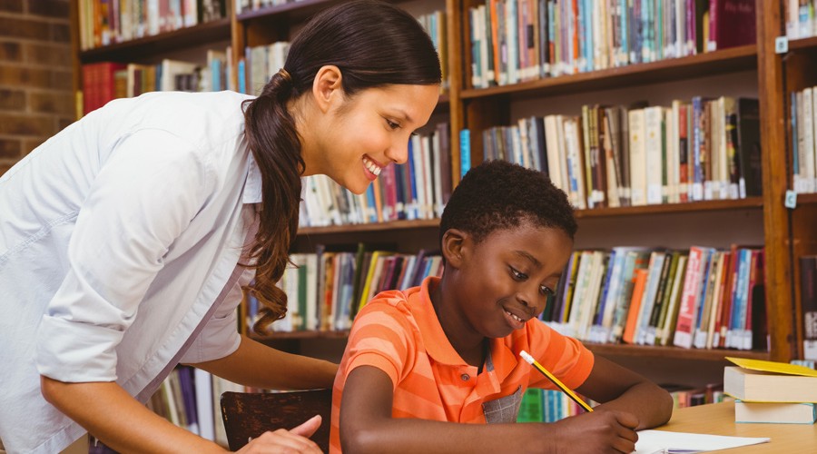 Salinas Library Teacher with Boy