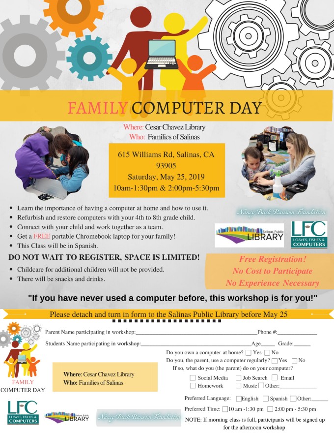 At redigere Sæt tabellen op Postkort CCL Family Computer Day | Salinas Public Library