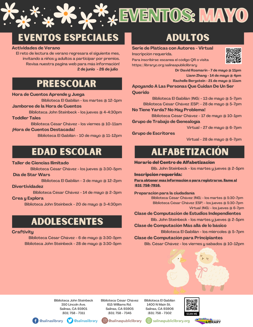 Eventos de biblioteca de mayo