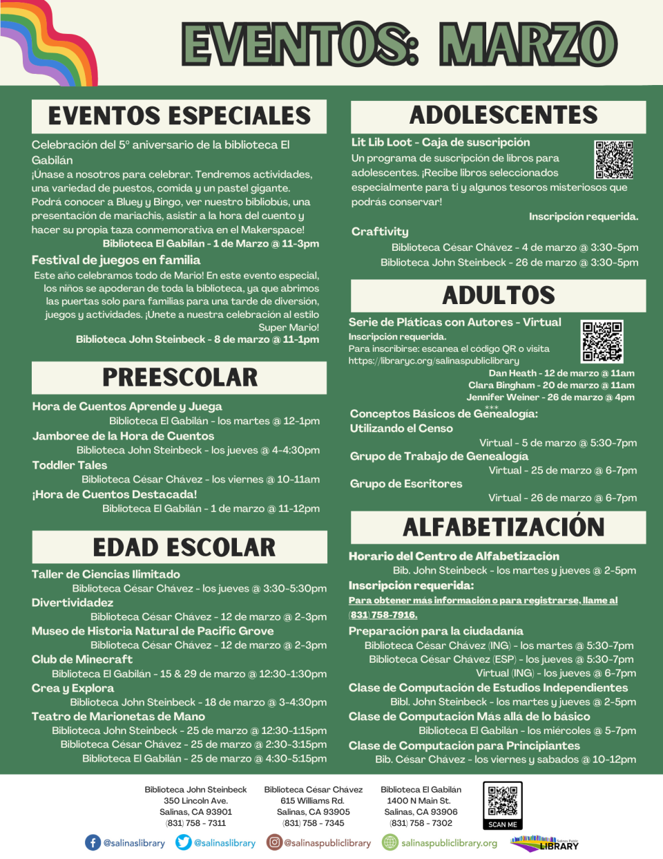 Eventos de Marzo de Biblioteca