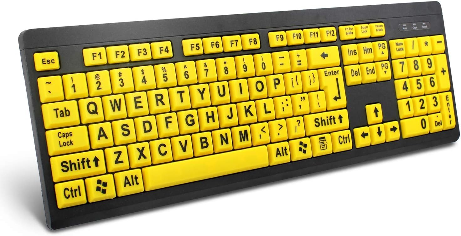 Photo of a large print, high contrast keyboard